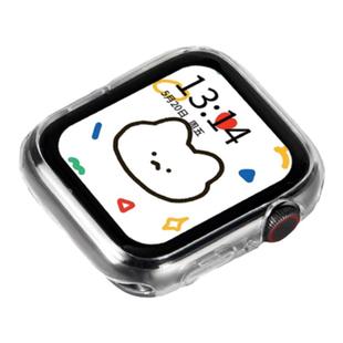 适用Applewatch硅胶保护壳S10/S11硅胶保护套iwatchS8/9半包软壳S7透明S6防摔SE苹果手表Ultra保护壳贴膜配件