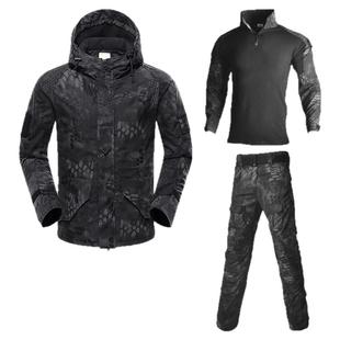 军迷战术迷彩冲锋衣套装男女士户外加绒防风衣外套登山服秋冬防水