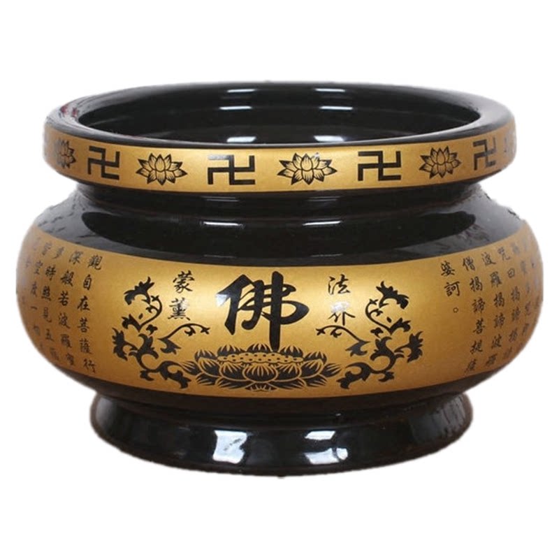 陶瓷心经大香炉佛堂家用寺庙佛具陶瓷香炉 心经炉 莲花香炉 包邮