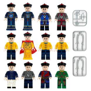 中国积木MOC场景人仔清朝皇帝御前侍卫大清北洋水师清军士兵玩具