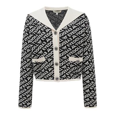 EYEDOLL新款简约百搭休闲海军领短款针织开衫