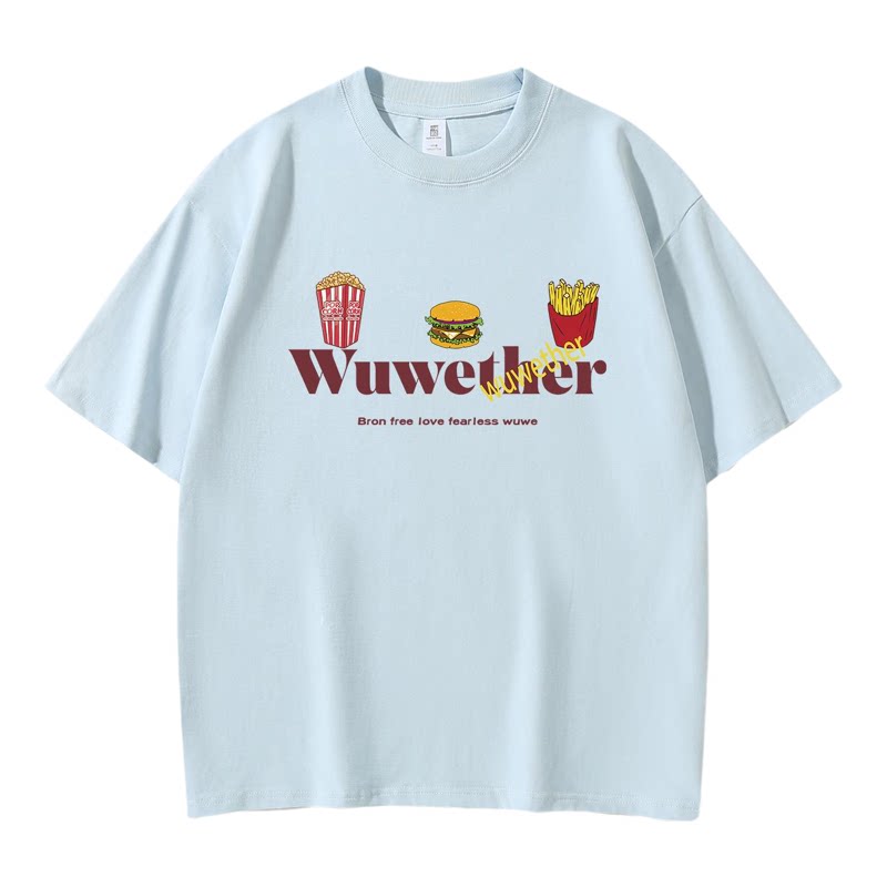 WUWETHER美式趣味汉堡薯条印花潮