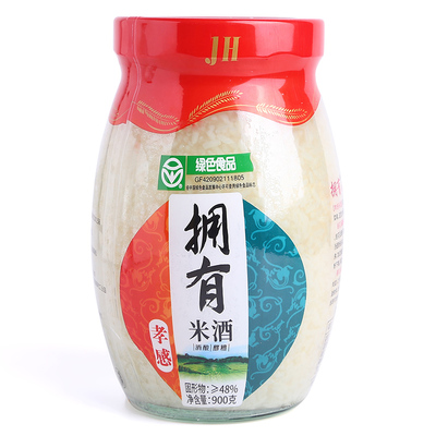 拥有米酒900g*2瓶湖北孝感米酒醪糟甜酒酿月子米酒糯米酒糟特产