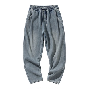 2026新款男款牛仔裤男裤宽松直筒休闲裤子抽绳裤松紧腰早春新爆款