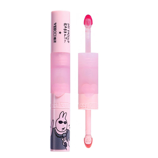 VEECCI唯资X粉红兔子ip款双头唇釉唇蜜不沾杯裸色嘟嘟唇口红学生