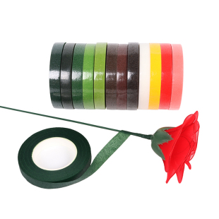 DIY花艺胶带手工丝网花丝袜花皱纹纸花材料绿色纸胶带制作玫瑰花