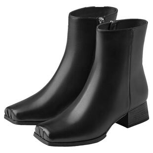 73hours女鞋Ari冬新款粗跟裸靴弹力靴显瘦时装靴短靴