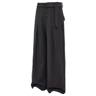 美式复古礁石门襟剑道双褶西裤男女春秋系带垂坠感打褶直筒休闲裤