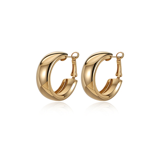 金色宽边圈圈耳环女2026新款爆款高级感方圆脸老钱风有气场的耳饰