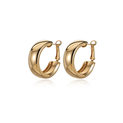 显脸小宽边圈圈老钱风耳环