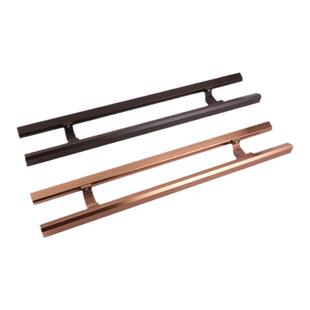 把手 玻璃门拉手 肯德基门无框门扶手加长门把手对开门铝拉手黑色