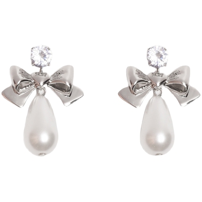 LADECORATION蝴蝶结珍珠耳环