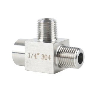 不锈钢4分内外丝三通304加厚压力表三通接头高压内外螺纹转接M20