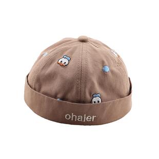 宝宝帽子春秋薄款婴儿可爱纯棉地主帽春季户外时尚男童透气瓜皮帽