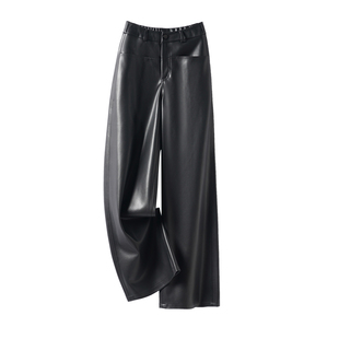 海宁真皮皮裤女2025秋冬新款绵羊皮长裤高腰显瘦休闲百搭阔腿皮裤