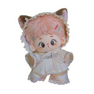 可奈造物猫猫睡衣20cm原创棉花娃娃衣服可爱连衣裙毛绒换装玩具