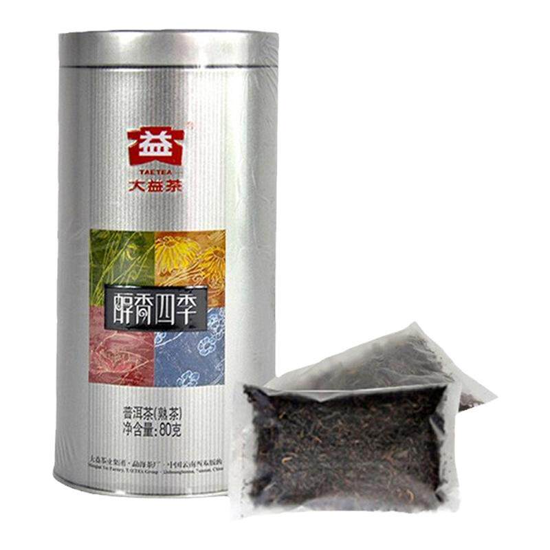 大益普洱茶醇香四季散茶80g/罐