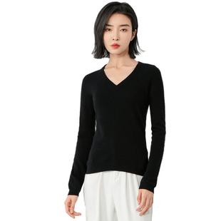 GOBI戈壁秋冬高级感v领打底毛衣套头纯色羊绒衫女士针织衫WK02