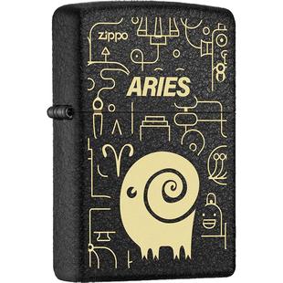 之宝定制刻字十二星座小野兽DIY打火机Zippo官方旗舰店生日礼物