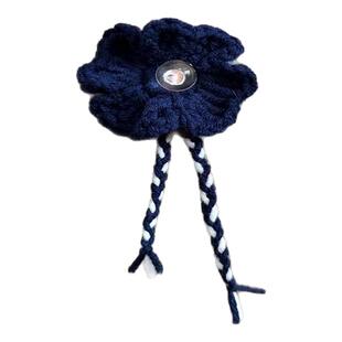 手工毛线钩织纽扣套蓝色小花补丁衣服纽扣装饰卡通小香风复古立体