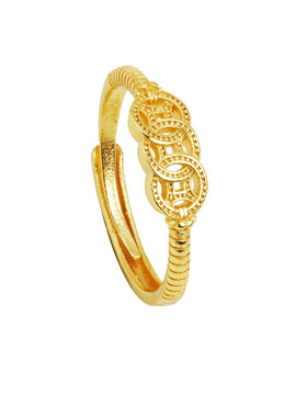 爆款三帝金币戒铜钱聚财守财甜美转运轻奢高级戒指久不掉色送女友