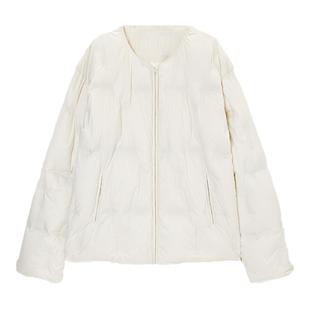 TKY SHOP高级感云朵白圆领短款羽绒服女冬季新款加厚保暖羽绒外套