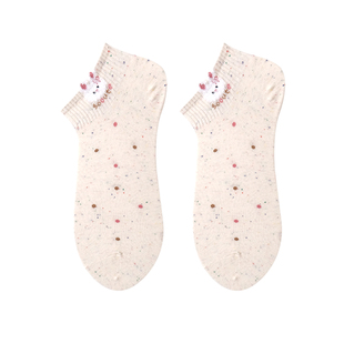 点子纱袜子女短袜春夏季ins潮可爱日系卡通小兔短筒袜浅口船袜
