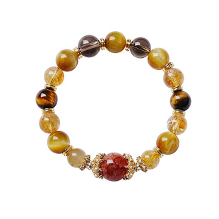 宫里上新黄水晶手链女天然正品金发晶手串串珠旺财生日礼物送女生