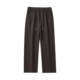 Kuvine秋冬季老钱慵懒风高级感羊毛西裤男款宽松直筒松紧腰休闲裤