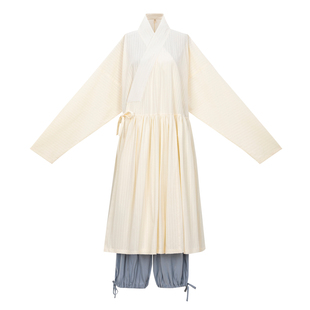 【观止织造|闲时】明制汉服贴里黑白双色提花棉连衣裙蓬蓬裙日常