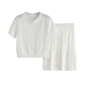 套装裙女两件套2026新款夏季针织小香风修身显瘦镂空时尚百搭裙子