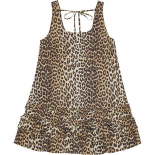 【明星同款】GANNI女装 豹纹U领短款荷叶边背心裙连衣裙 W0906943