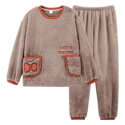 女睡衣珊瑚绒加厚法兰绒可外穿