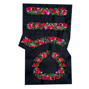 套装牡丹花苗绣品服装刺绣布贴片 机绣绣片 民族风绣花片