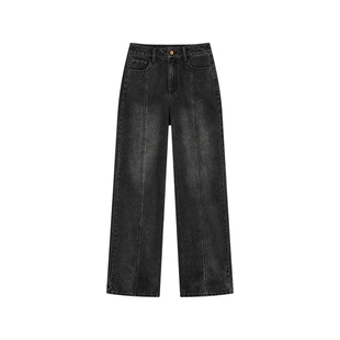 [小红书博主同款]TKY SHOP复古阔腿牛仔裤女春新款休闲直筒拖地裤