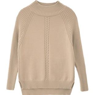 清仓!半高领毛衣女秋冬新款套头短款宽松针织衫厚纯色女士打底衫