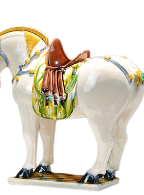 冯炎鲁老师作品唐三彩中国马摆件