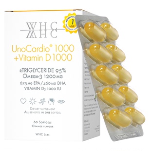 WHC小千金深海鱼油DHA维生素D3胶囊omega3高纯度rTG结构成人60粒