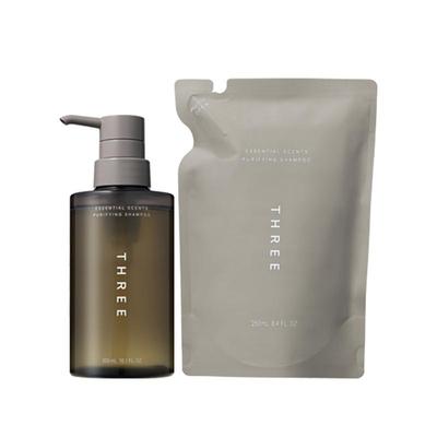 THREE粹润净透洗发水300ml+替换装250ml温和清洁修护损伤柔顺