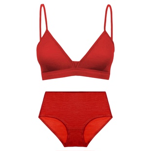 灰壳女士运动速干内衣美利奴羊毛三角杯背心本命年红色文胸套装