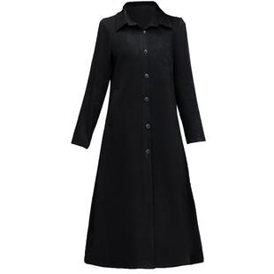 秋季风衣女韩版冰花绒系扣外套过膝翻领大码中年妈妈气质长款