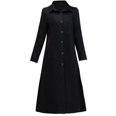 秋季风衣女韩版冰花绒系扣外套过膝翻领大码中年妈妈气质长款