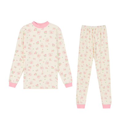 100%纯棉全棉女童中领秋衣秋裤