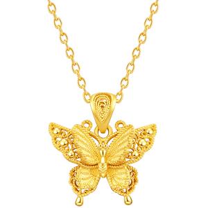 周大福金丝羽蝶蝴蝶足金黄金吊坠（小版）计价EOF1374送闺蜜礼物