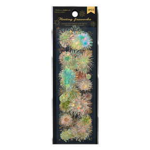 烟花瞬间PET立体烫金手账贴纸浪漫烟花盐系咕卡手帐拼贴装饰素材