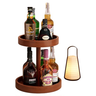 实木酒架展示架家用小型餐吧台洋酒饮料调酒专用可旋转桌面置物架