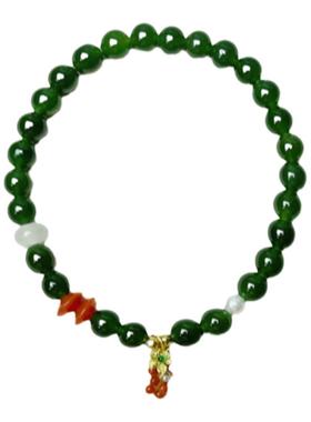 和田玉碧玉手串S925银配葡萄滴溜原创设计款聚财吉祥多子多福6mm