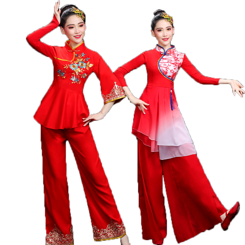 秧歌舞服演出服扇子舞蹈服装秋冬中国风腰鼓打鼓服喜庆广场舞新款