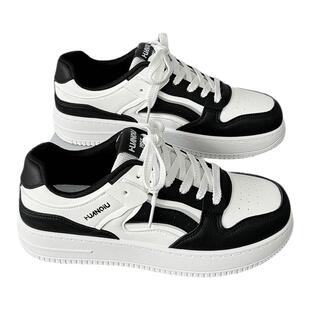 环球黑白熊猫板鞋男2026新款春季男鞋百搭厚底时尚学生运动休闲鞋