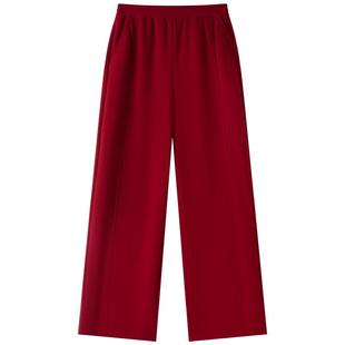 XII BASKET十二篮商场同款25冬新款时尚休闲舒适枣红色阔腿直筒裤